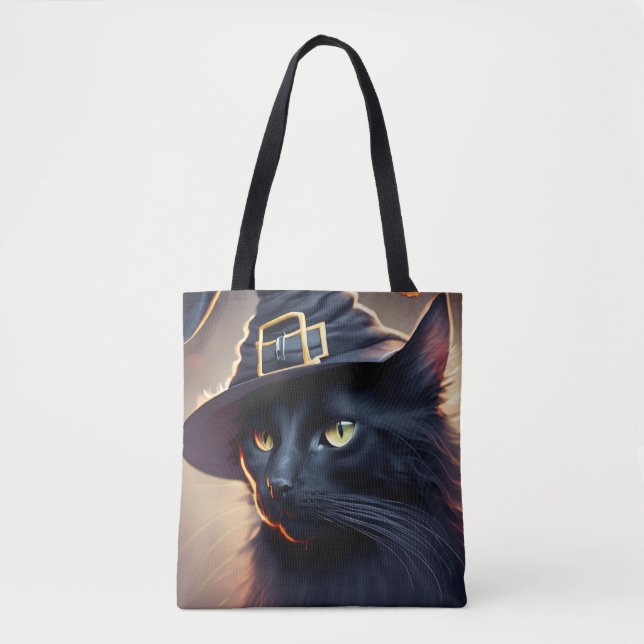 Bolso De Tela Halloween del gato negro (Anverso)