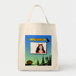 Bolso De Tela Halloween Dusk con Witch Añadir marco fotográfico