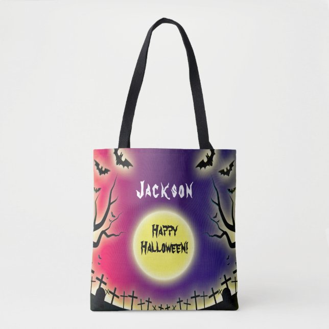Bolso De Tela Halloween en el césped de fantasía (Anverso)