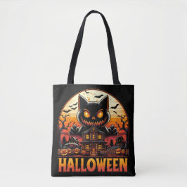 Bolso De Tela Halloween en la casa de un gato ensordecedor