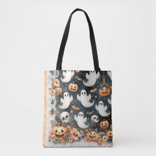 Bolso De Tela Halloween Fantasma Calabazas Bats Tote Bag