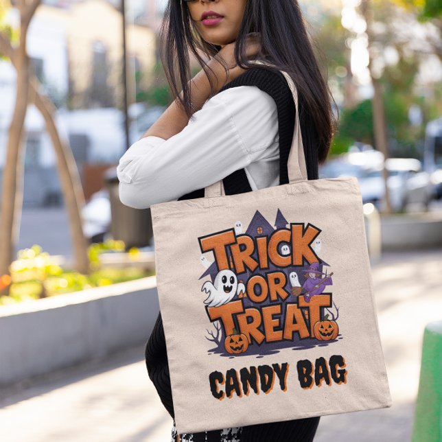 Bolso De Tela Halloween: fantasmas y calabazas espeluznantes (Subido por el creador)