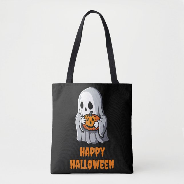 Bolso De Tela Halloween Feliz Fantasma Cute (Anverso)