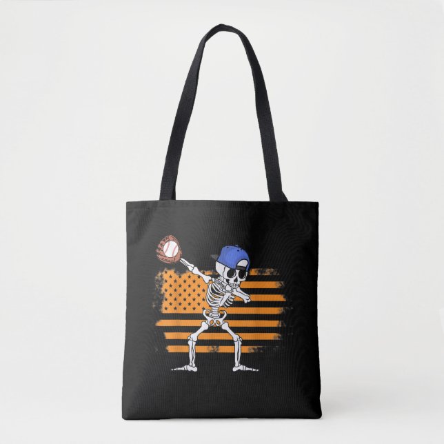 Bolso De Tela Halloween festivo sobre el esqueleto (Anverso)