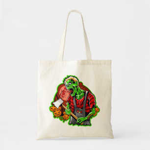 Bolso De Tela Halloween Funny Green Zombie Ax sigue