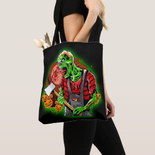 Bolso De Tela Halloween Funny Green Zombie Ax sigue