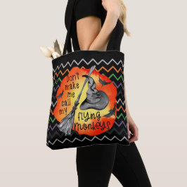 Bolso De Tela Halloween Funny Witch Flying Monkeys Chevron