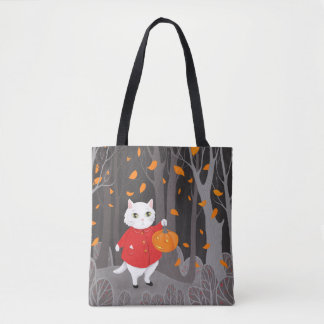 Bolso De Tela     Halloween Gato Lindo & Jack o linterna