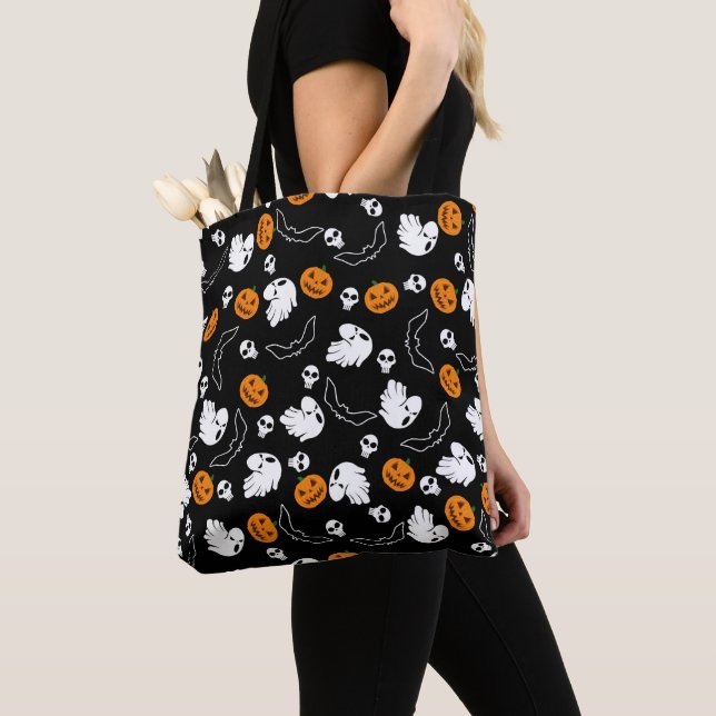 Bolso De Tela Halloween Ghost Bats Skumpkin (Detalle)