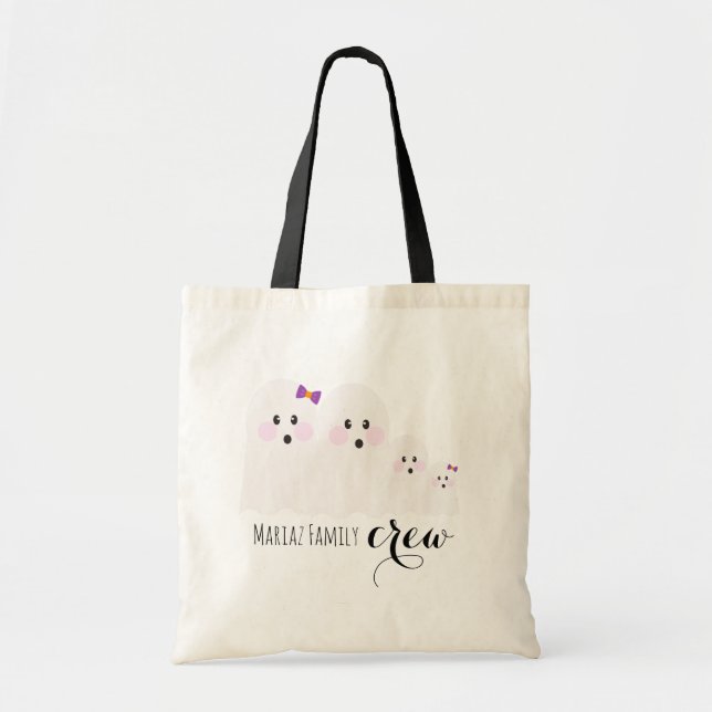 Bolso De Tela Halloween Ghost Family Name Crew Mom Dad Sibling (Frente)
