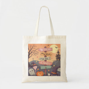 Bolso De Tela Halloween Girly - Camino de bruja al dulce