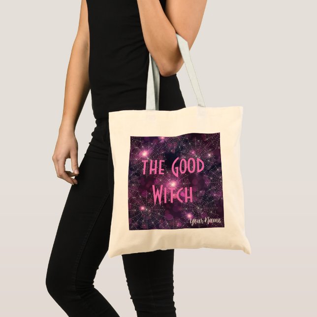 Bolso De Tela Halloween Good Witch Pink Purple Spider Webs Bokeh (Anverso (producto))