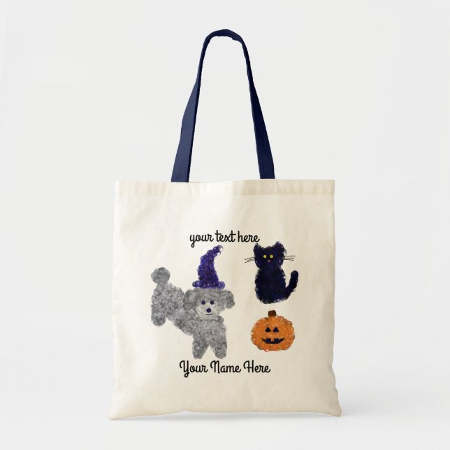 Bolso De Tela Halloween Gray Poodle #2 Tote Bag (Frente)