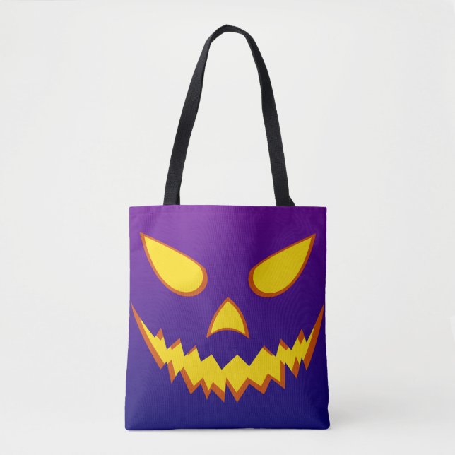 Bolso De Tela Halloween Grinning Face Jack o Lantern Pumpkin (Anverso)