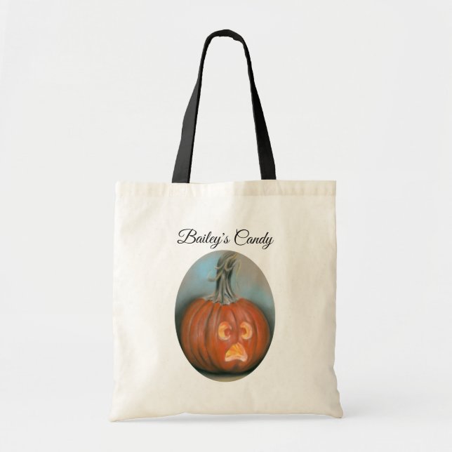Bolso De Tela Halloween gritando Jack O Lantern Pumpkin Pastel (Frente)