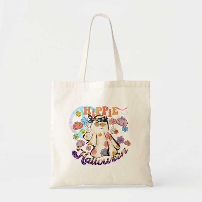 Bolso De Tela Halloween Hippie Halloween Ghost Retro (Frente)