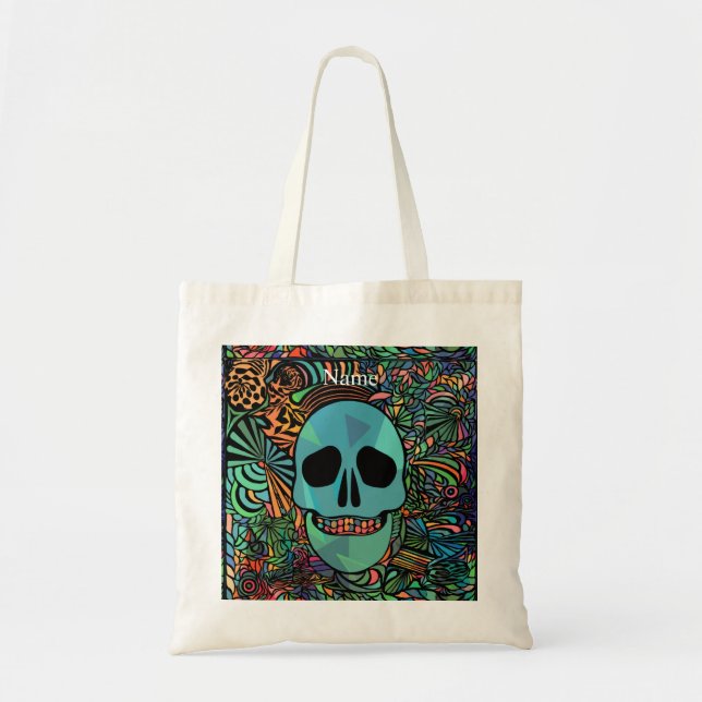 Bolso De Tela Halloween Hippie Skull Thunder_Cove (Frente)