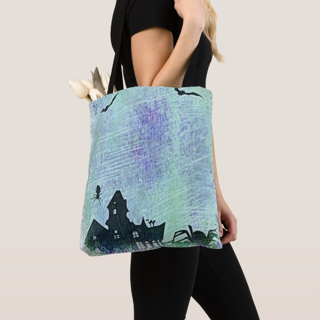 Bolso De Tela Halloween House | Arañas + Bats! (Detalle)