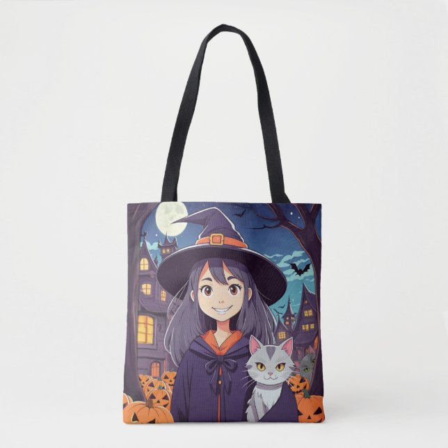 Bolso De Tela Halloween Kitty & Witch Trick or Trete (Anverso)