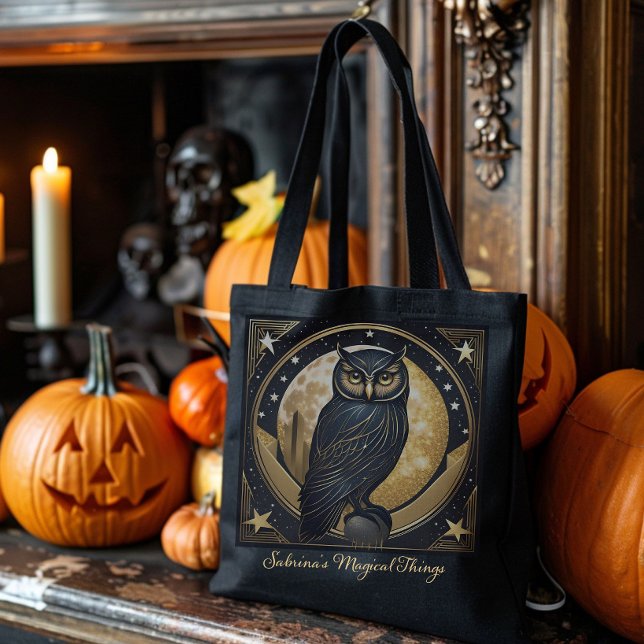 Bolso De Tela Halloween Lechuza Personalizado o truco para trata (Subido por el creador)