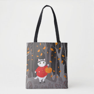 Bolso De Tela Halloween lindo gato y Jack o lantern