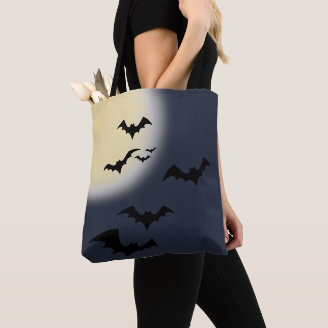 Bolso De Tela Halloween Luna Completa Con Bats (Detalle)