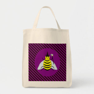 Bolso De Tela Halloween Magic Bee Wizard Purple and Black Stripe
