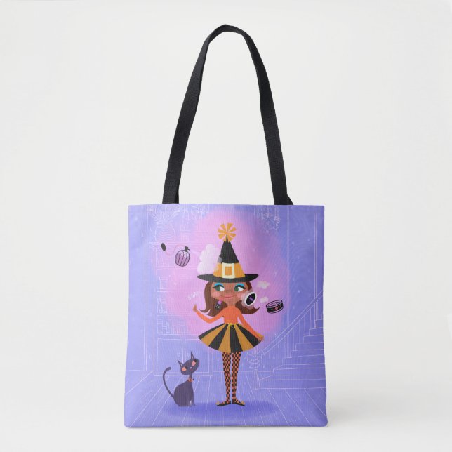 Bolso De Tela Halloween Magic Brown Hair Witch (Anverso)