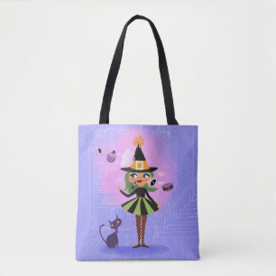 Bolso De Tela Halloween Magic Green Hair Witch