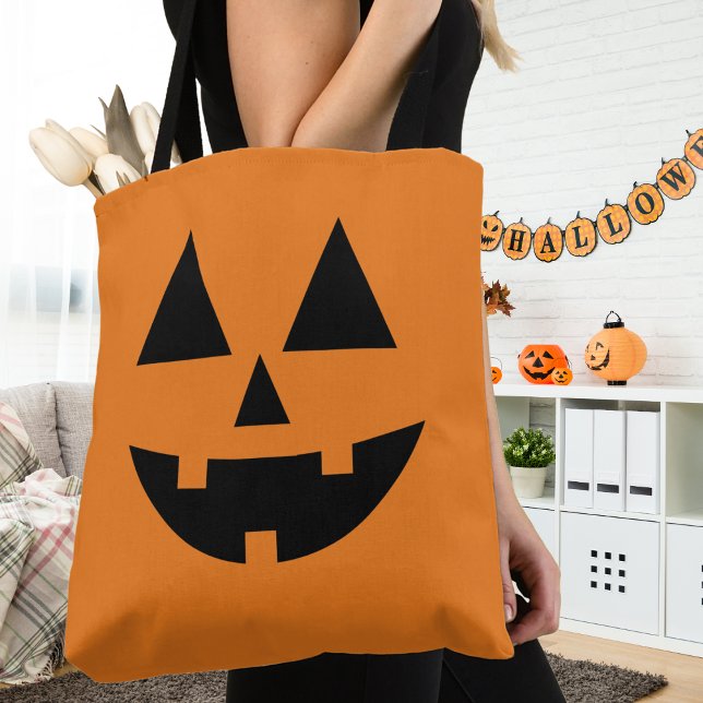 Bolso De Tela Halloween Masaje Jack-O-Lantern Cara de calabaza (Halloween Male Jack-O-Lantern Pumpkin Face Tote Bag)