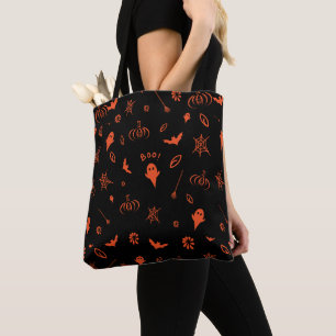 Bolso De Tela Halloween Naranja y negro fantasma