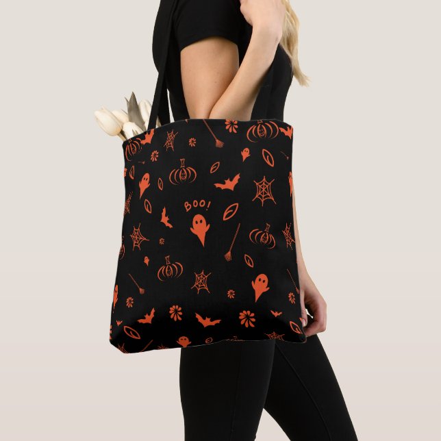 Bolso De Tela Halloween Naranja y negro fantasma (Detalle)