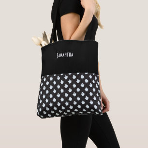 Bolso De Tela Halloween Negro con Nombre de Fantasmas Blancas Cu