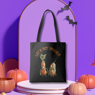Bolso De Tela Halloween negro con verduras zombi