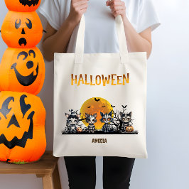 Bolso De Tela Halloween negro dulce fantasma gatitos truco o tra
