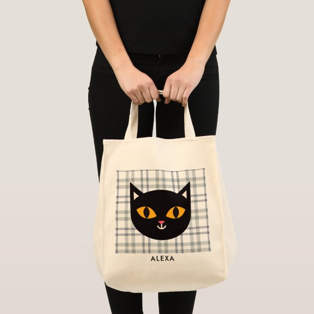 Bolso De Tela Halloween niños trucos o tratan gato negro (Anverso (producto))