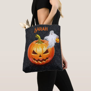 Bolso De Tela Halloween Nombre Trick o Trate a Fantasma De Calab