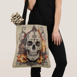 Bolso De Tela Halloween, Patrón de Calavera, Calavera a la luz d