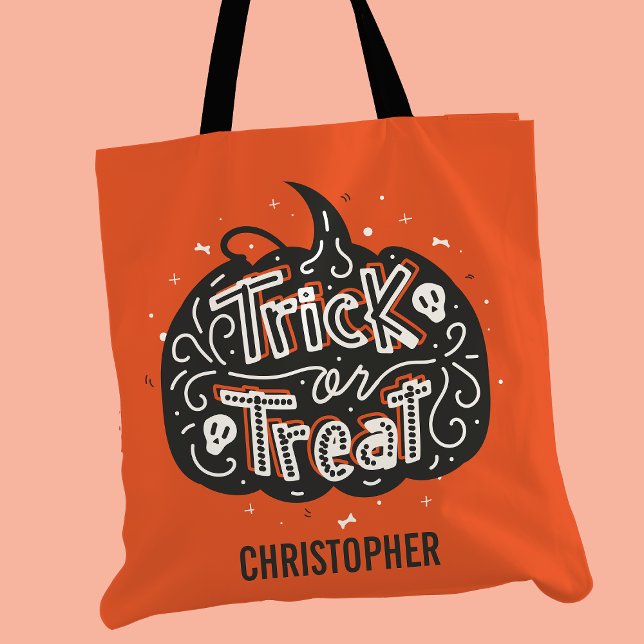 Bolso De Tela Halloween personalizado con calabaza de truco o de (Subido por el creador)