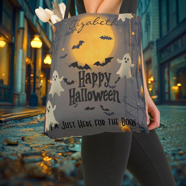 Bolso De Tela Halloween personalizado con fantasmas y luna llena (Subido por el creador)