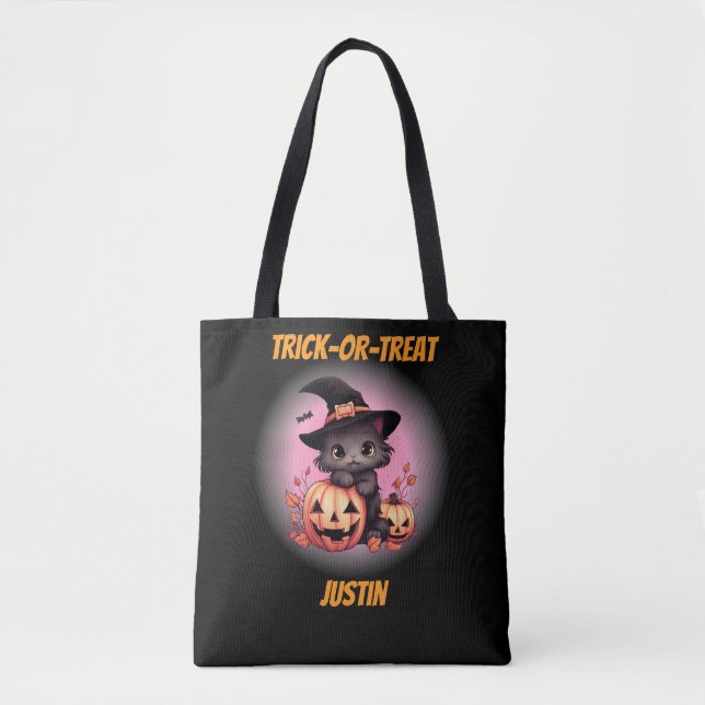 Bolso De Tela Halloween personalizado de Cute Kitten (Anverso)