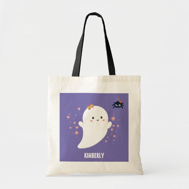 Bolso De Tela Halloween personalizado de fantasma lindo (Frente)