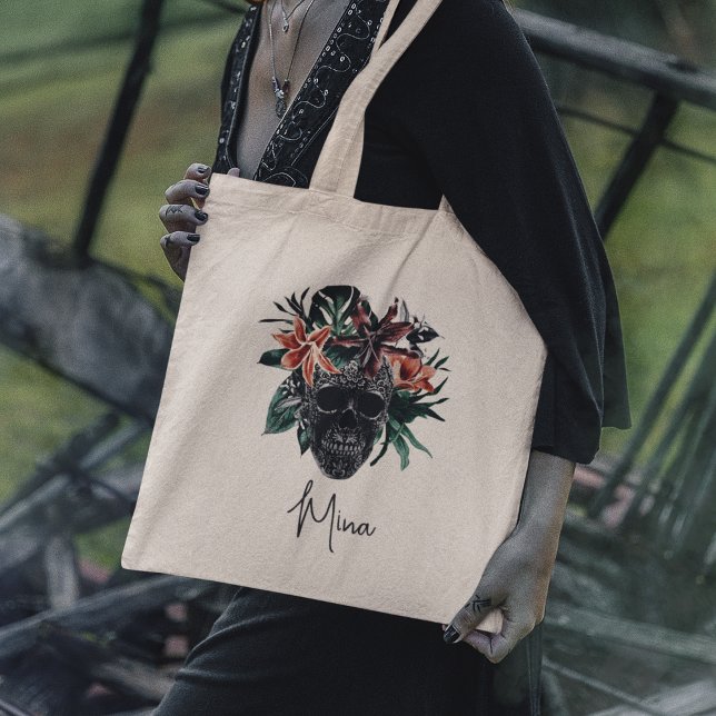 Bolso De Tela Halloween Personalizado de Floral Floral Tropical (Subido por el creador)