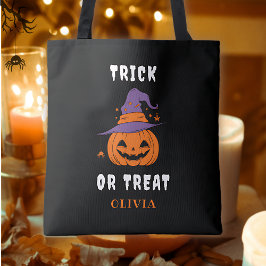 Bolso De Tela Halloween Personalizado De La Calabaza Con Nombre 