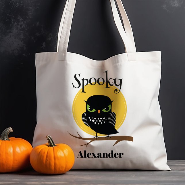 Bolso De Tela Halloween personalizado de la espeluznante lechuza (Subido por el creador)