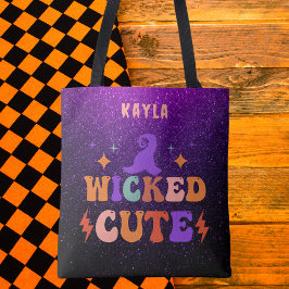 Bolso De Tela Halloween Personalizado Girly Purple y Black