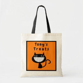 Bolso De Tela Halloween personalizado trata a un gato negro sonr