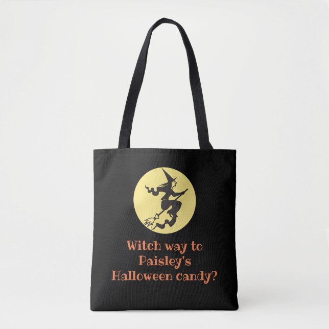 Bolso De Tela Halloween Personalizado Witch Way Black Candy (Anverso)