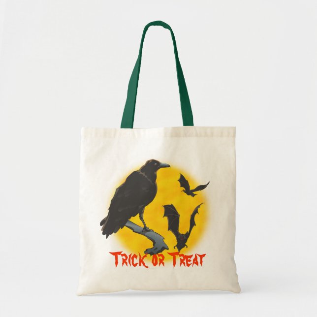 Bolso De Tela Halloween Raven y Bats Bag (Frente)