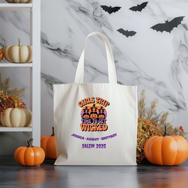Bolso De Tela Halloween Retro Chicas divertidos saltan bruja (Subido por el creador)